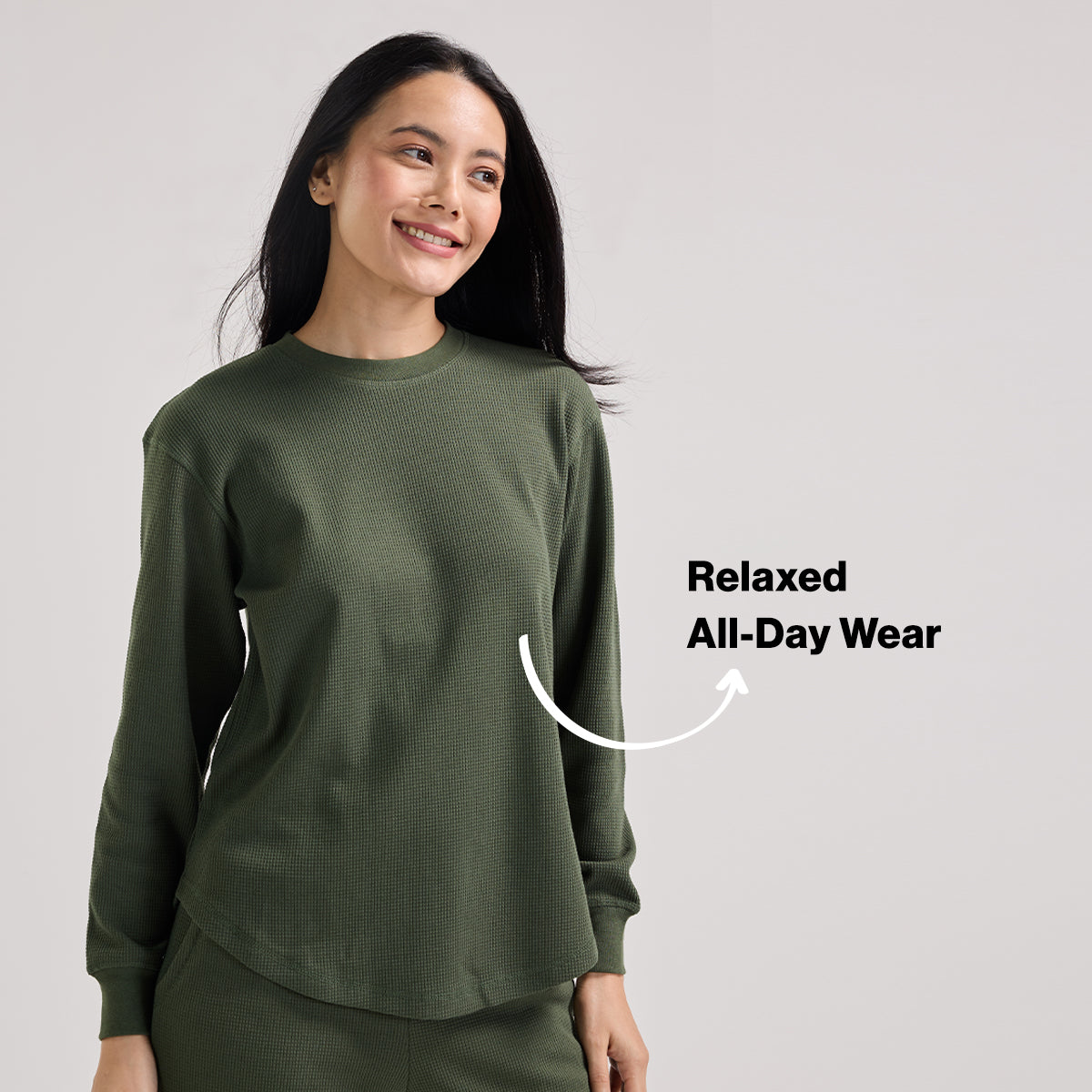 Nykd By Nykaa Women’S Waffle Ease Lounge Tee-Relaxed Fit Nightwear NYS803-Olive