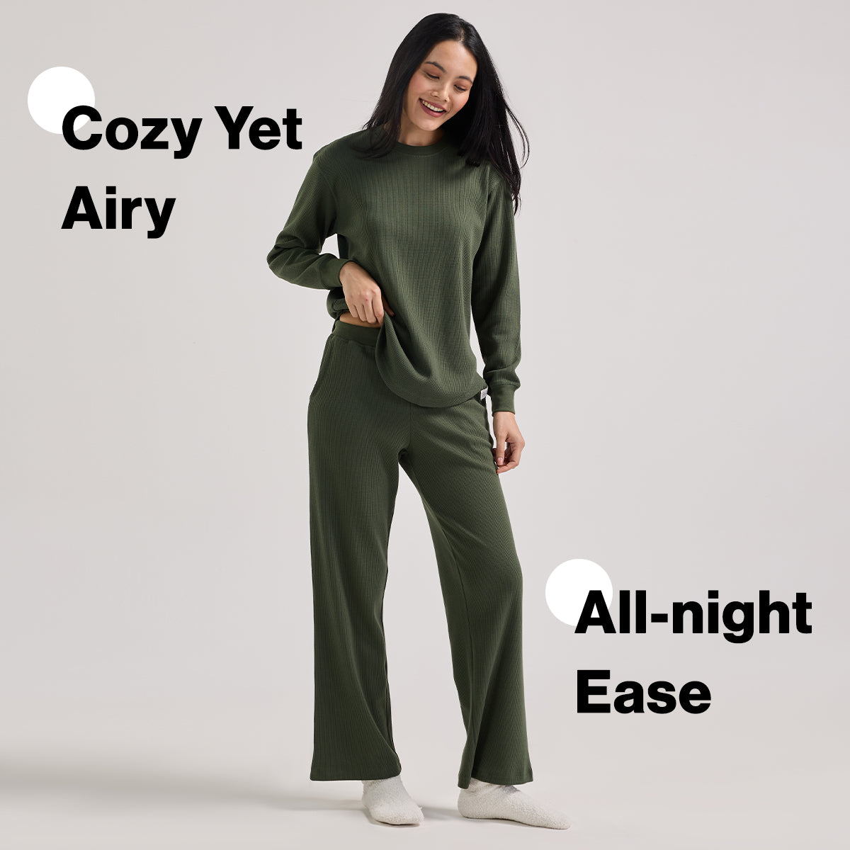 Nykd By Nykaa Women’S Waffle Ease Lounge Tee-Relaxed Fit Nightwear NYS803-Olive