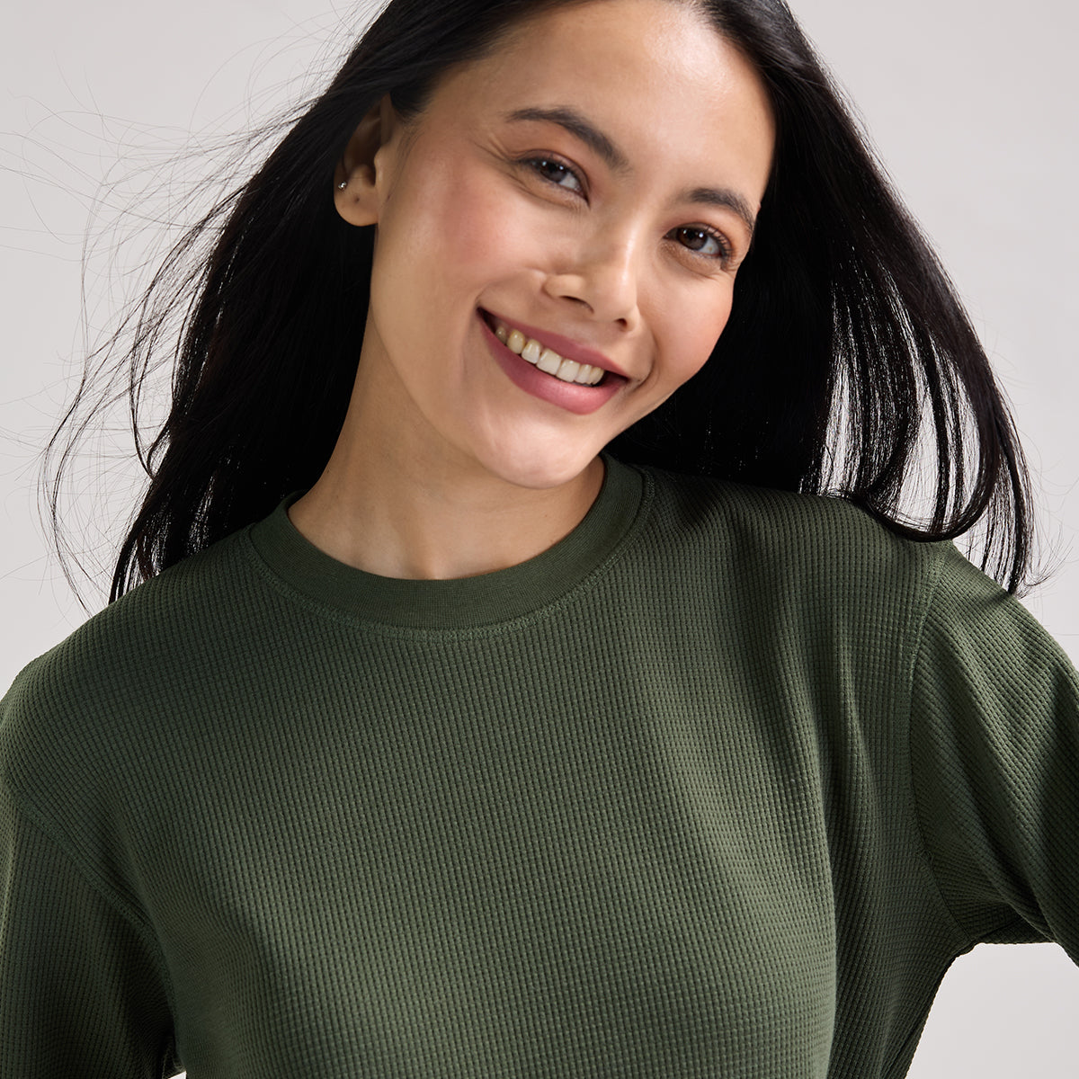 Nykd By Nykaa Women’S Waffle Ease Lounge Tee-Relaxed Fit Nightwear NYS803-Olive