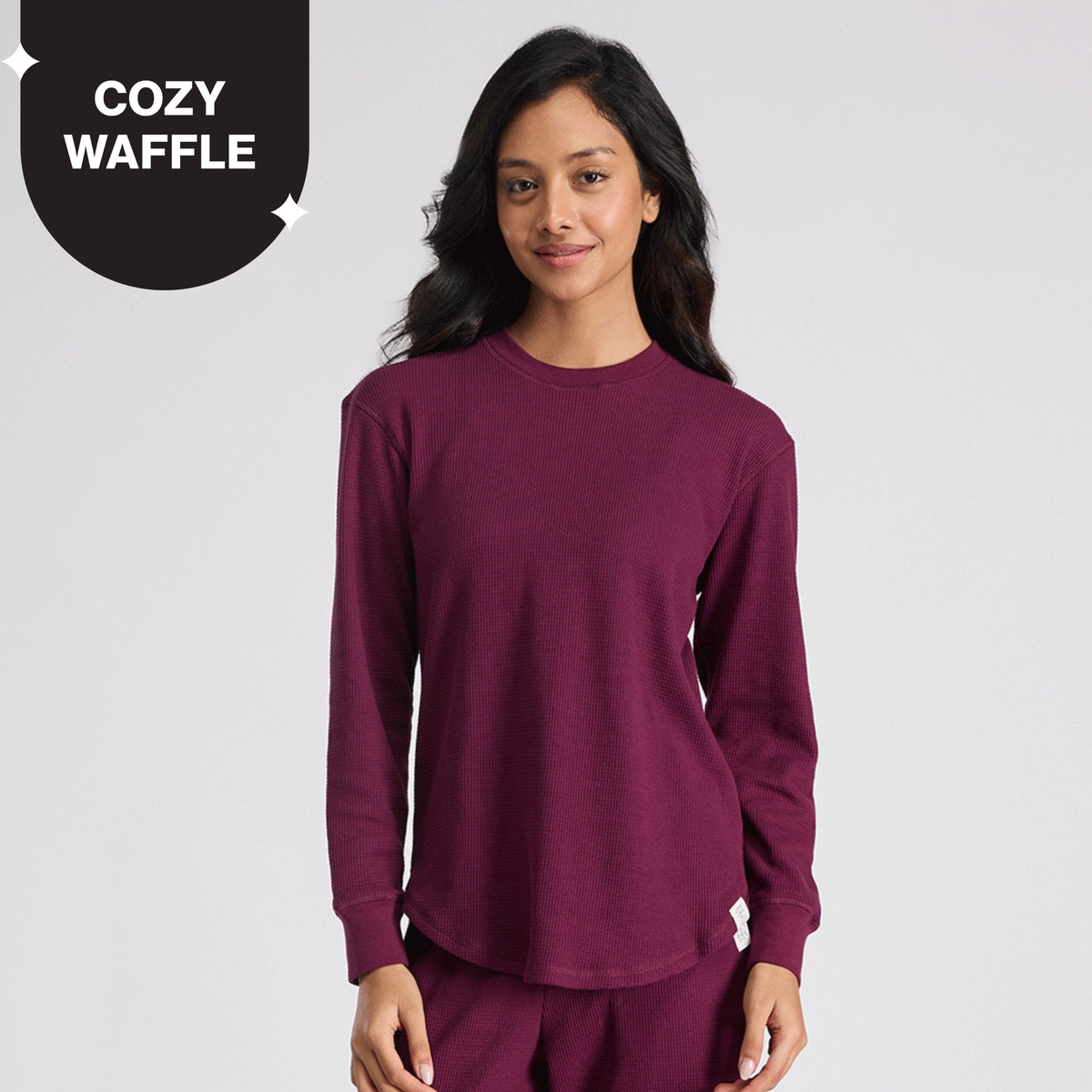 Nykd By Nykaa Waffle Lounge Tee With Flattering Hem And Full Sleeves Nys803 Wine