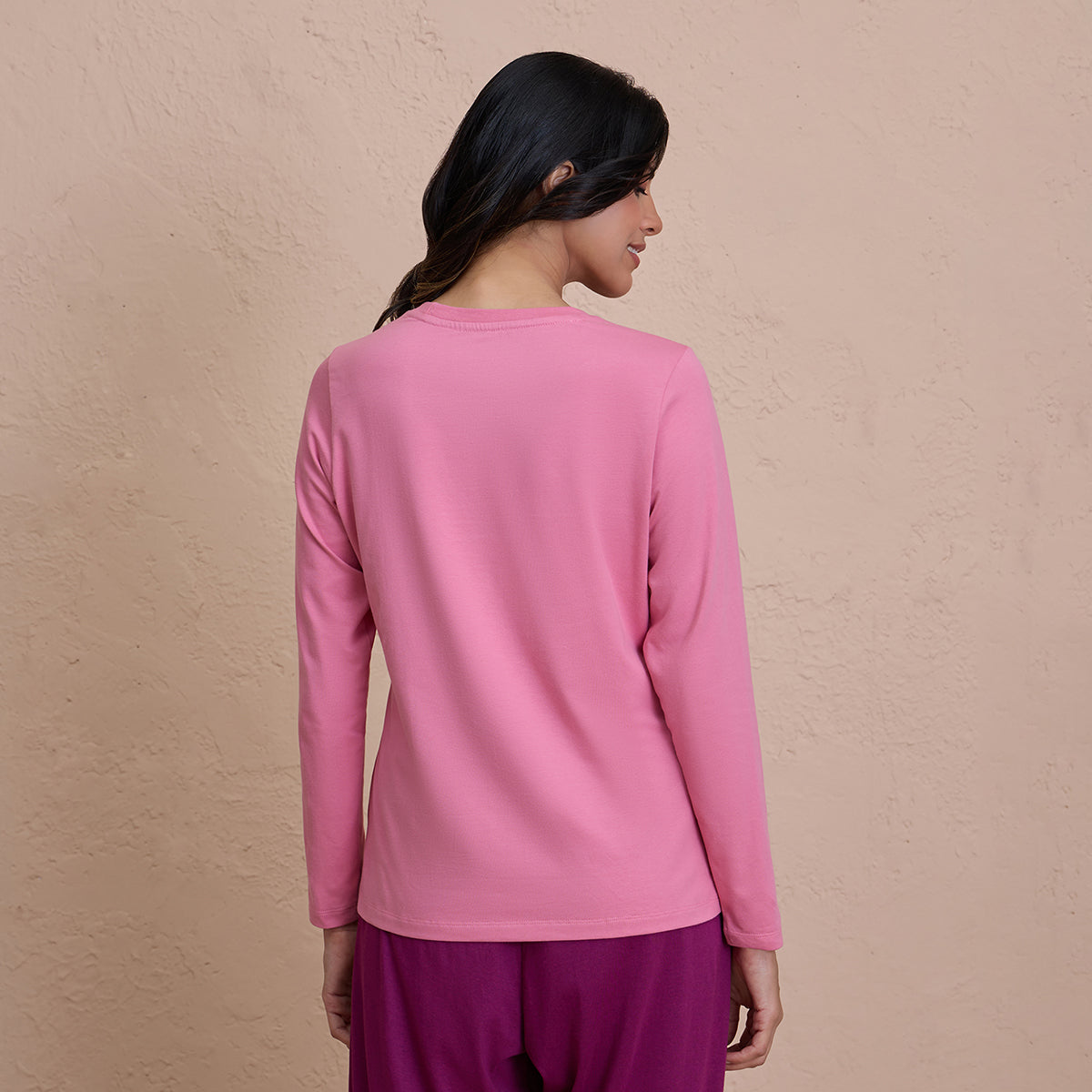 Essential Long Sleeve Tee-NYS807-M Pink