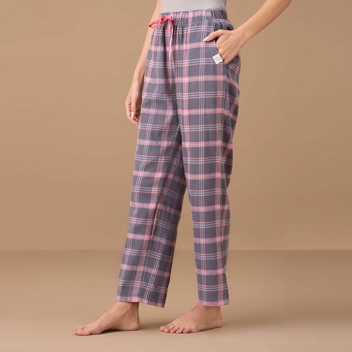 Brushed Cotton Pajama - NYS901 - Grey Pink Plaid