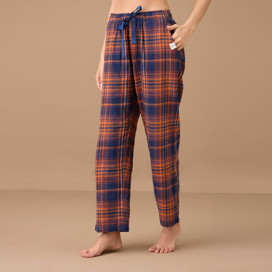 Brushed Cotton Pajama - NYS901 - Navy Brown Plaid