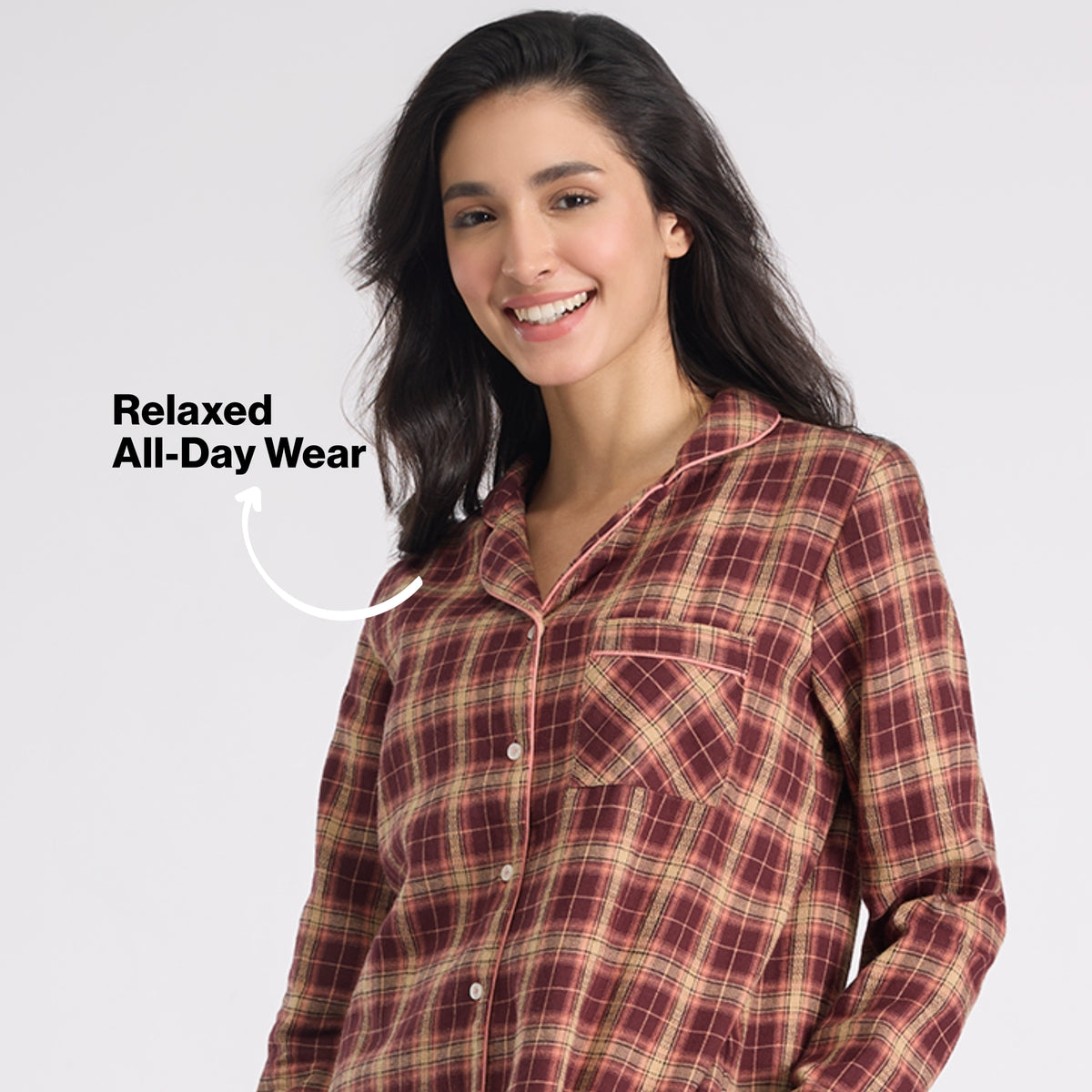 Nykd By Nykaa Cozy Brushed Cotton Button Down Pyjama Set of 2 In Relaxed Fit Nys902 Brown & Peach