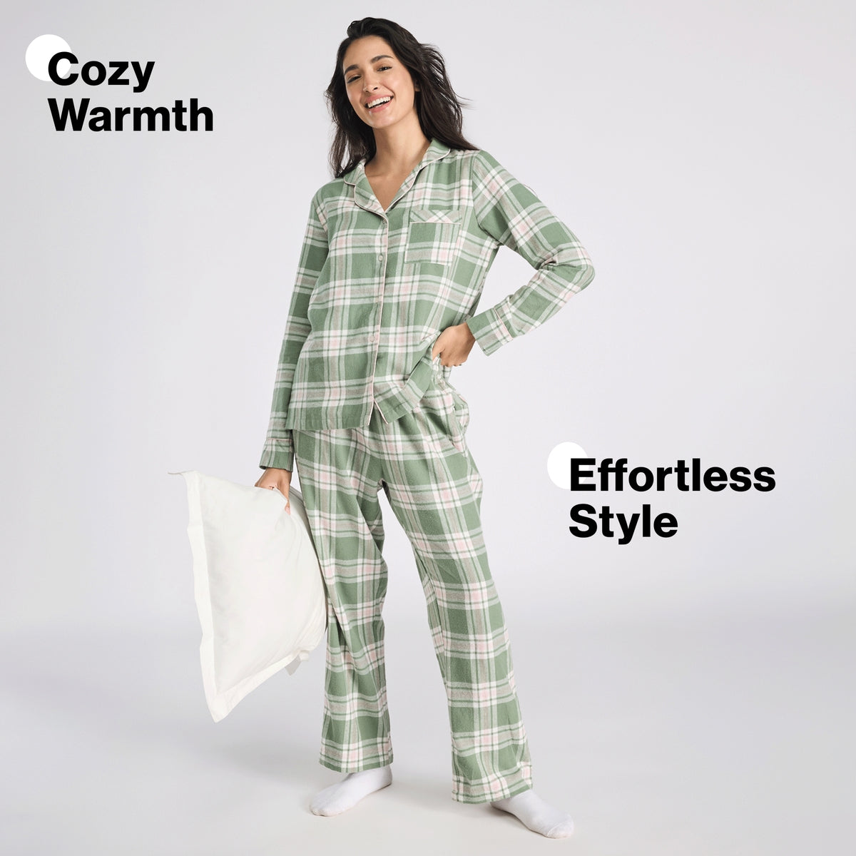 Nykd By Nykaa Cozy Brushed Cotton Button Down Pyjama Set of 2 In Relaxed Fit Nys902 Green & Pink