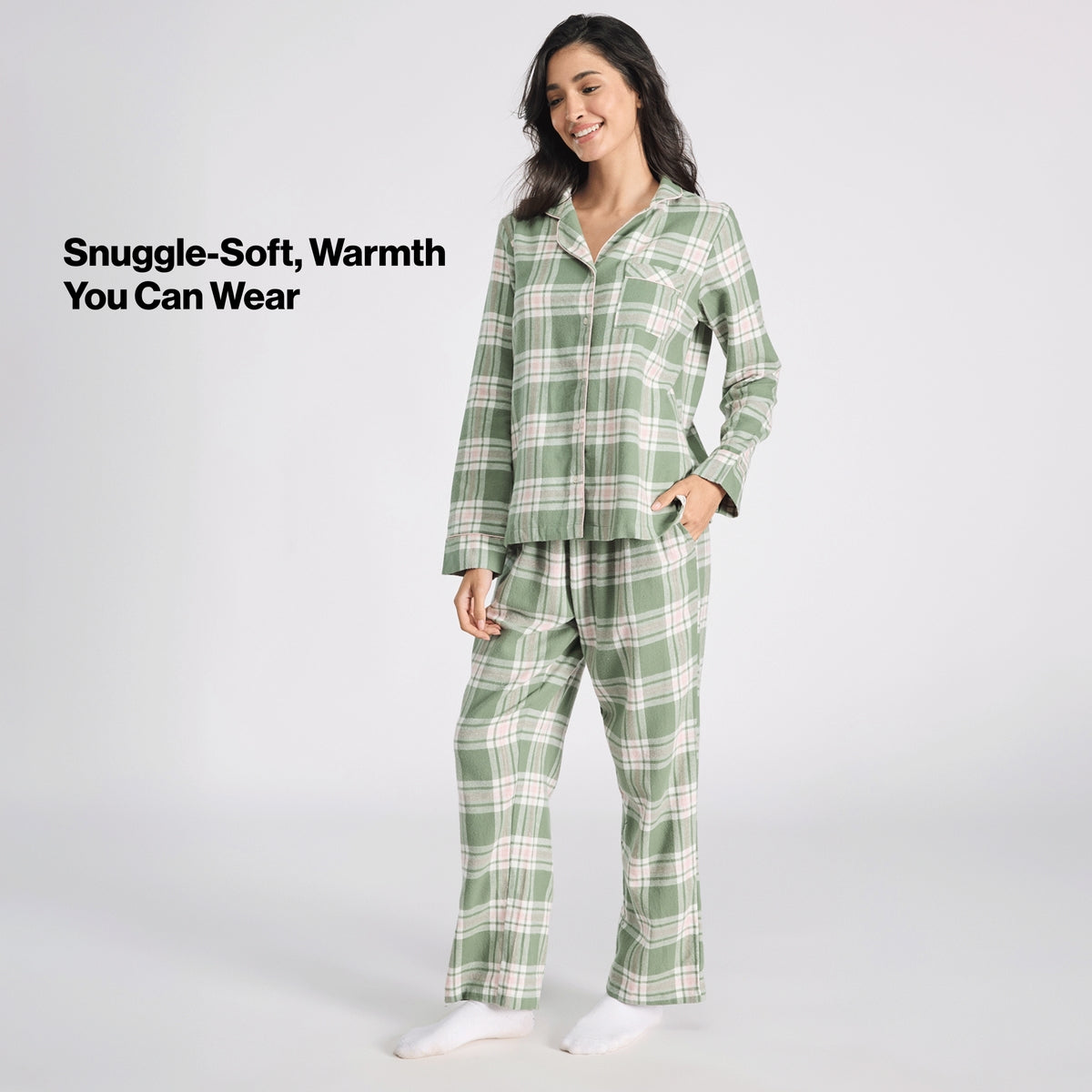 Nykd By Nykaa Cozy Brushed Cotton Button Down Pyjama Set of 2 In Relaxed Fit Nys902 Green & Pink