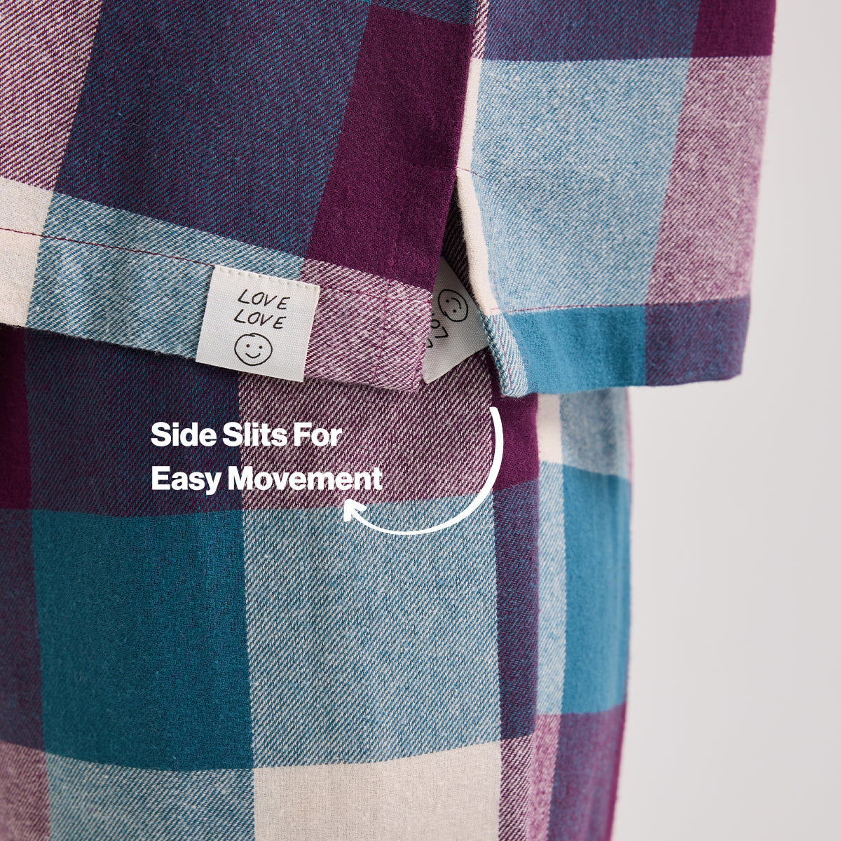 NYKD by Nykaa cozy brushed cotton pajama set of 2-relaxed fit night suit NYS902-Grape & Blue