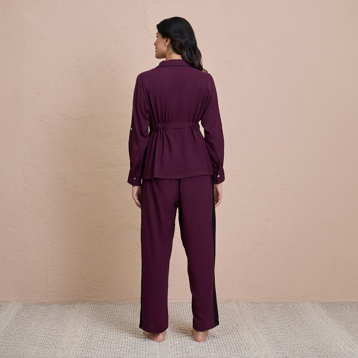 Comfy Pajama Set with Flattering Stylish Sleep Shirt in Rayon - NYS904 -Fig