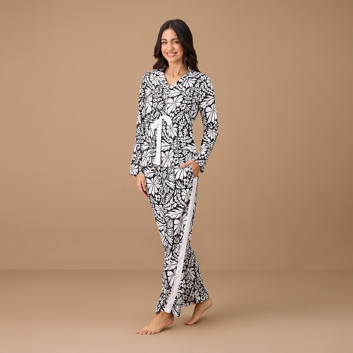 Nykd By Nykaa Style Me Up Rayon Set - NYS904 - Black & White Print