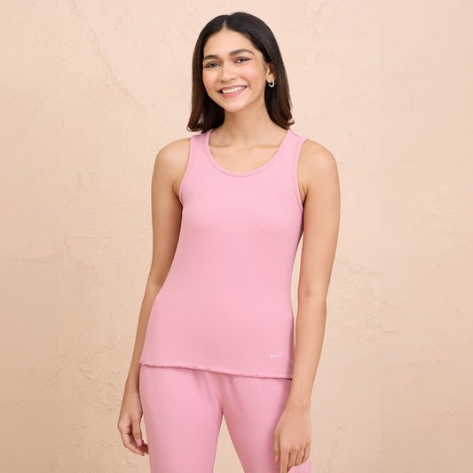 Rib Lounge Cami Top in Super Soft & Comfy Viscose Stretch - NYS907-Pink