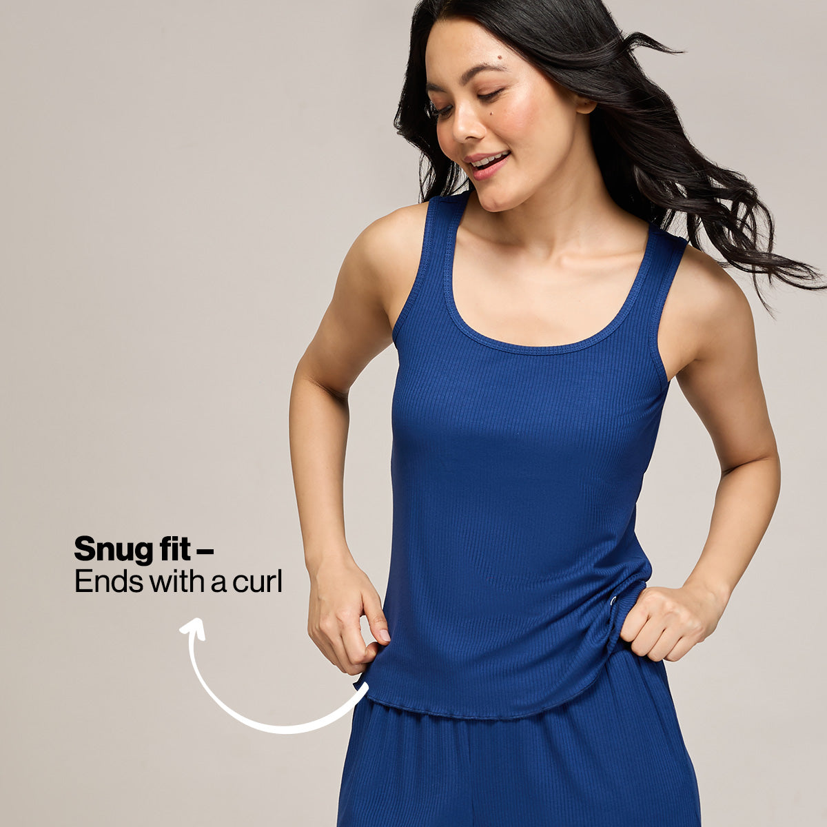 Nykd By Nykaa Essential Soft Ribbed Cami With Scoop Neck & Curled Hem Detail Nys907 Navy Blue