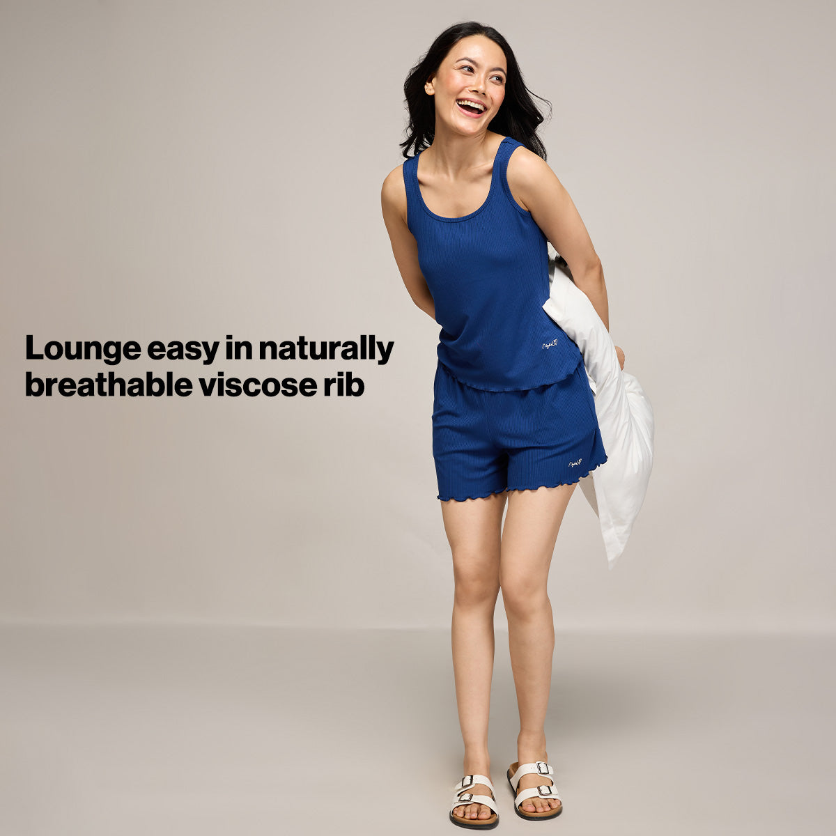 Nykd By Nykaa Essential Soft Ribbed Cami With Scoop Neck & Curled Hem Detail Nys907 Navy Blue