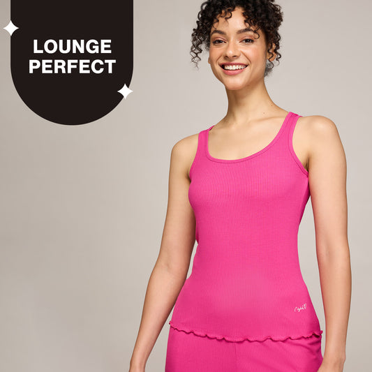 Nykd By Nykaa Essential Soft Ribbed Cami With Scoop Neck & Curled Hem Detail Nys907 Magenta
