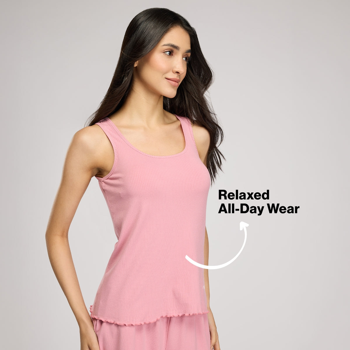 Nykd By Nykaa Essential Soft Ribbed Pyjama With Pockets & Curled Hem Detail Nys909 Pink
