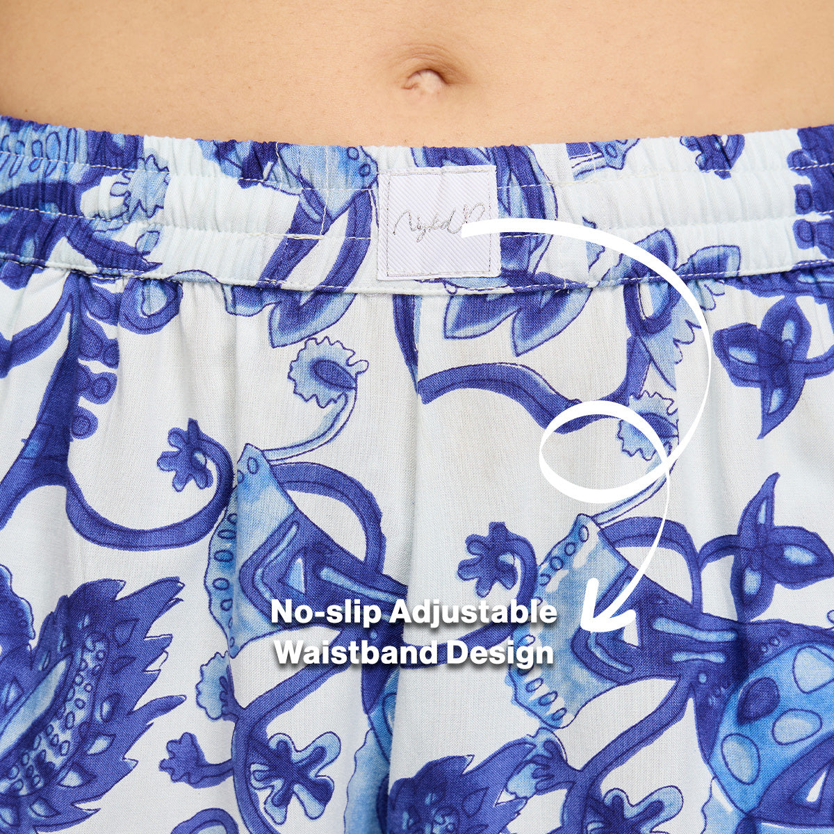 NYKD BY NYKAA BREEZY RAYON SHORTS WITH ELASTICATED WAIST & POCKETS NYS908 BLUE