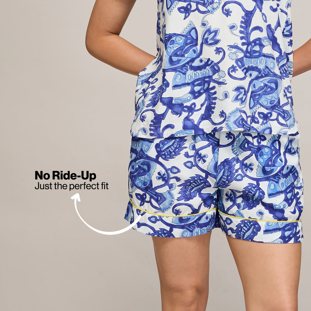 NYKD BY NYKAA BREEZY RAYON SHORTS WITH ELASTICATED WAIST & POCKETS NYS908 BLUE