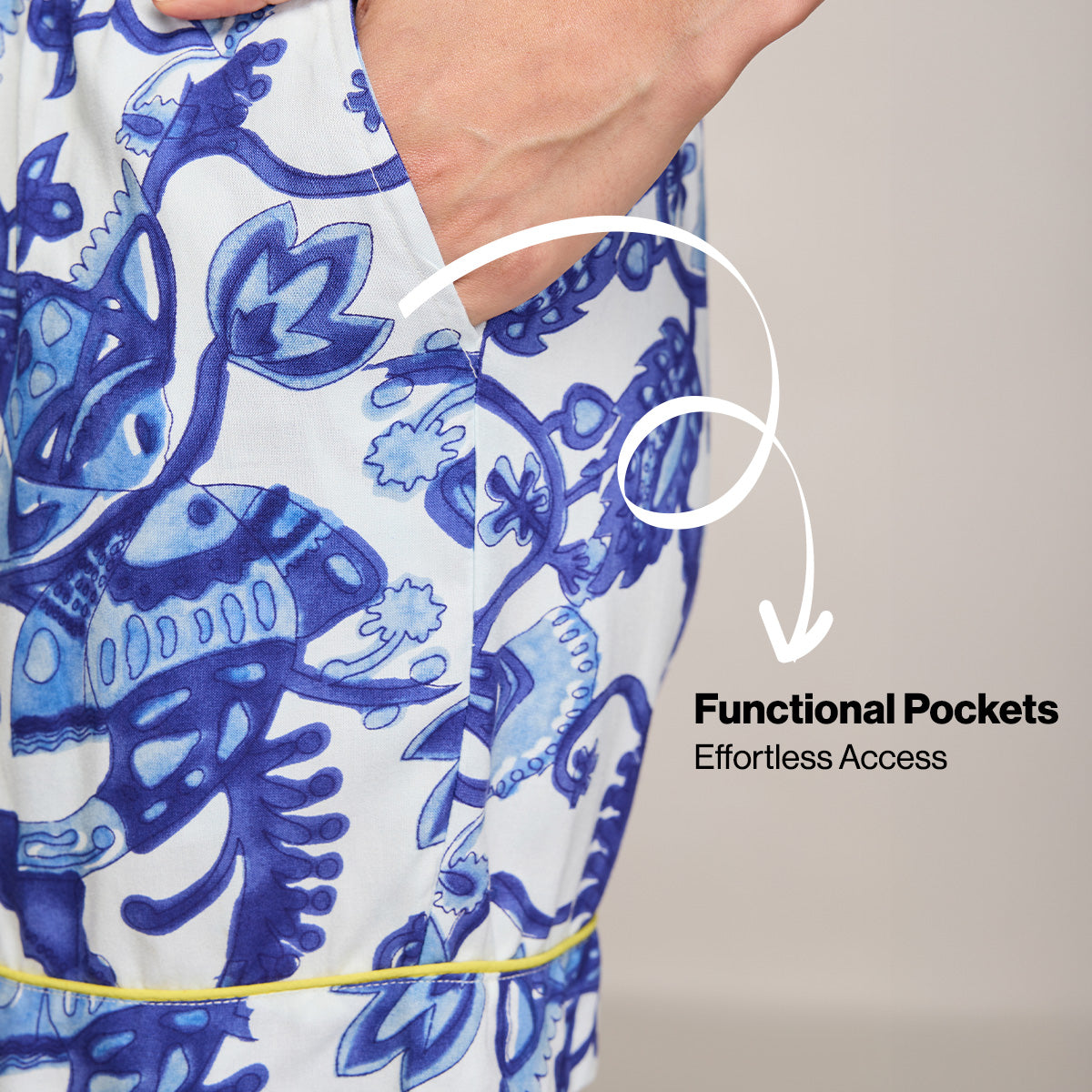 NYKD BY NYKAA BREEZY RAYON SHORTS WITH ELASTICATED WAIST & POCKETS NYS908 BLUE