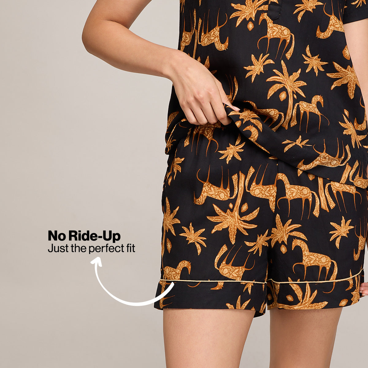 NYKD BY NYKAA BREEZY RAYON SHORTS WITH ELASTICATED WAIST & POCKETS NYS908 CHARCOAL