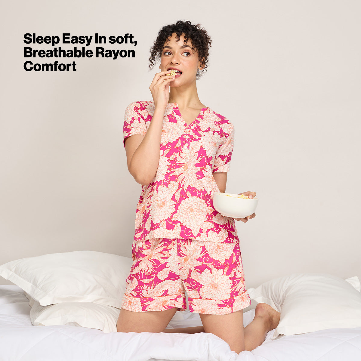 NYKD BY NYKAA BREEZY RAYON SHORTS WITH ELASTICATED WAIST & POCKETS NYS908 PINK