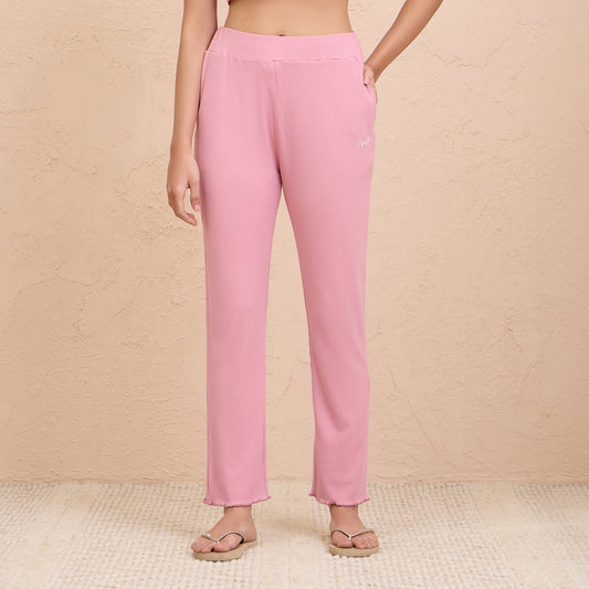 Rib Lounge Pajamas in Super Soft & Comfy Viscose Stretch-NYS909-Pink