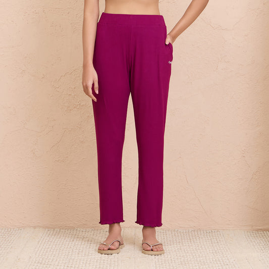 Rib Lounge Pajamas in Super Soft & Comfy Viscose Stretch - NYS909-Wine