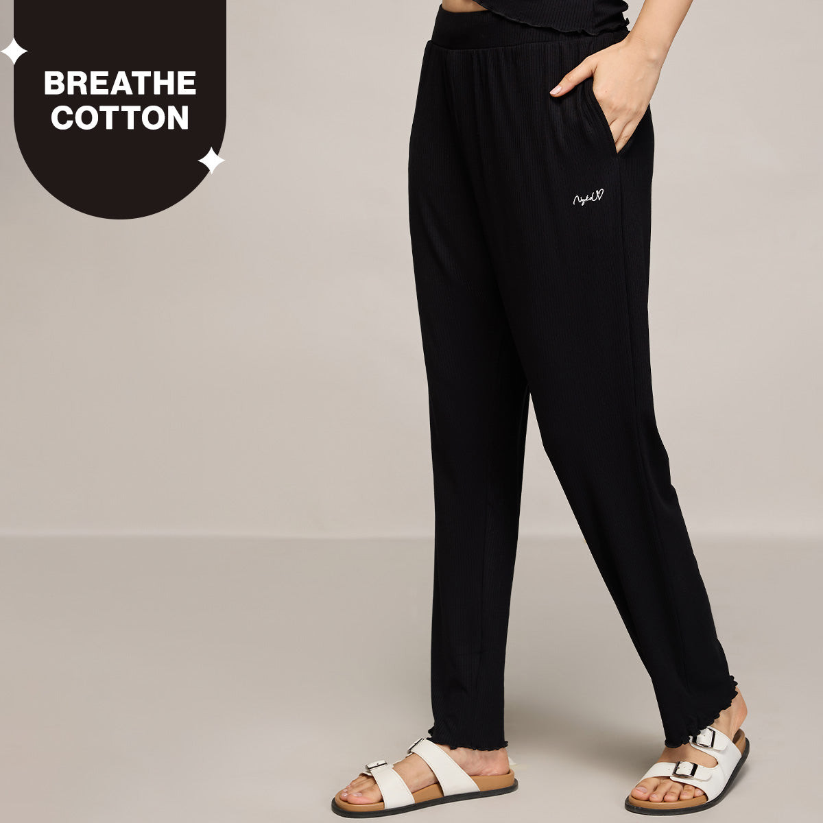 Rib Lounge Pajamas in Super Soft & Comfy Viscose Stretch-NYS909-Black
