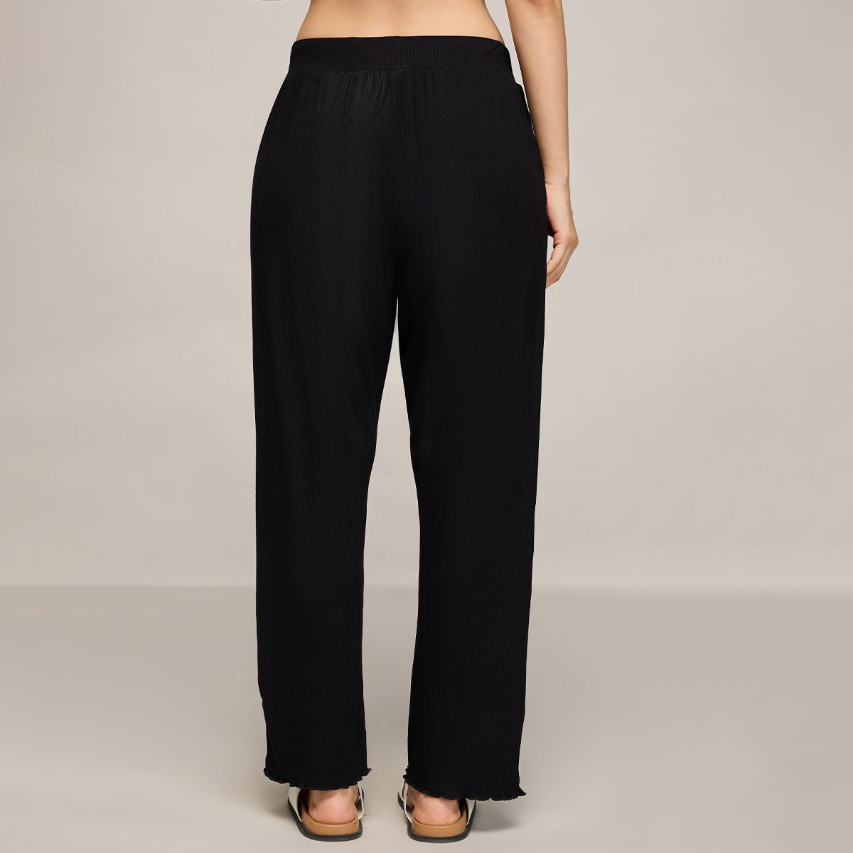 Rib Lounge Pajamas in Super Soft & Comfy Viscose Stretch-NYS909-Black