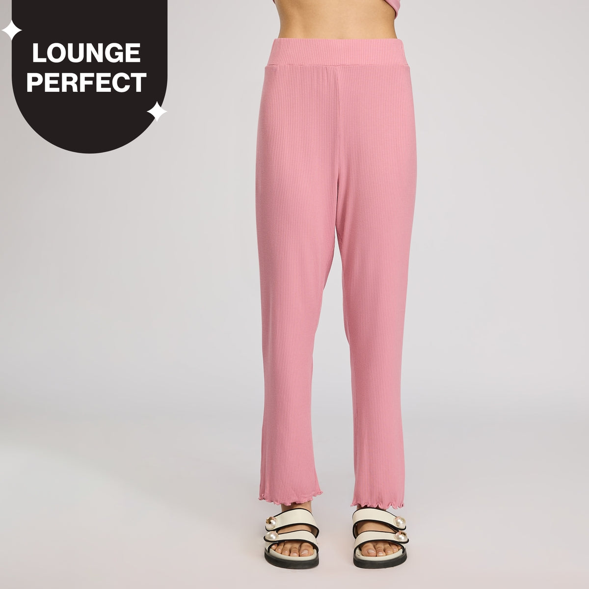 Rib Lounge Pajamas in Super Soft & Comfy Viscose Stretch-NYS909-Pink