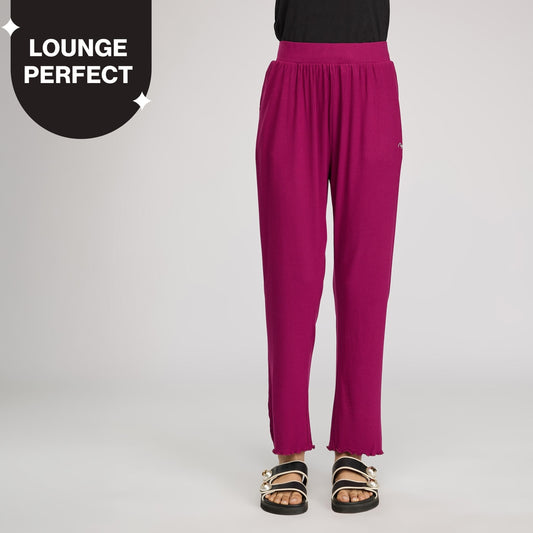Rib Lounge Pajamas in Super Soft & Comfy Viscose Stretch-NYS909-Wine