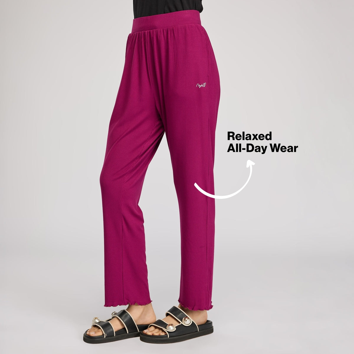 Rib Lounge Pajamas in Super Soft & Comfy Viscose Stretch-NYS909-Wine