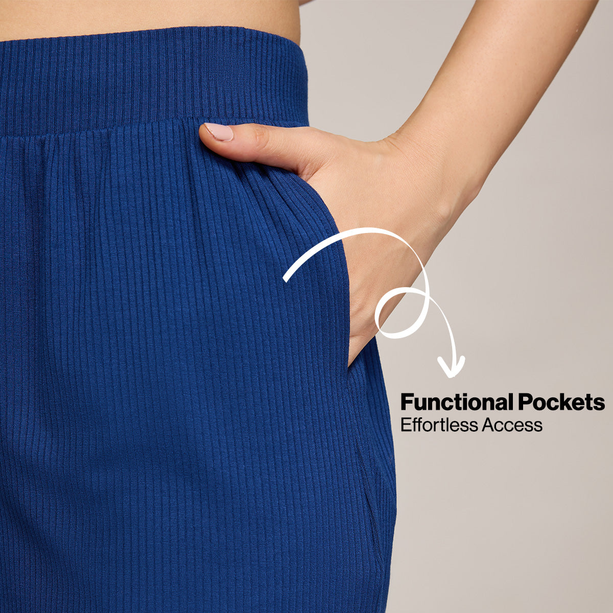 Nykd By Nykaa Essential Soft Ribbed Shorts With Pockets & Curled Hem Detail Nys910 Navy Blue