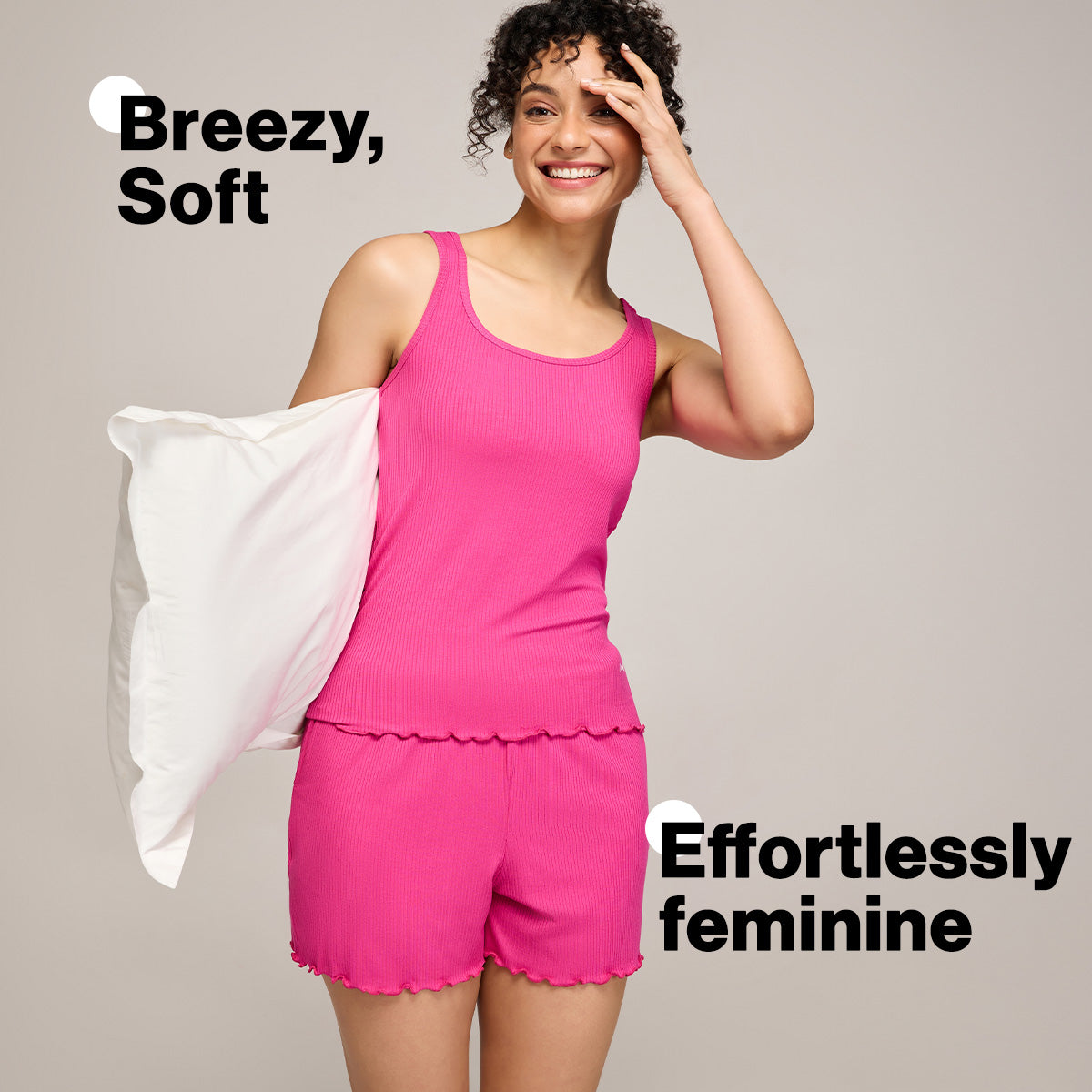 Nykd By Nykaa Essential Soft Ribbed Shorts With Pockets & Curled Hem Detail Nys910 Magenta