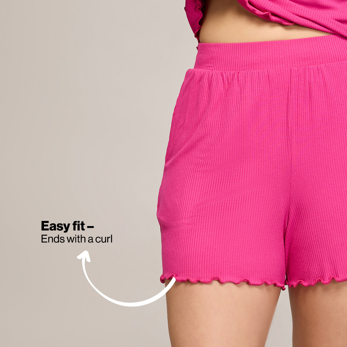 Nykd By Nykaa Essential Soft Ribbed Shorts With Pockets & Curled Hem Detail Nys910 Magenta