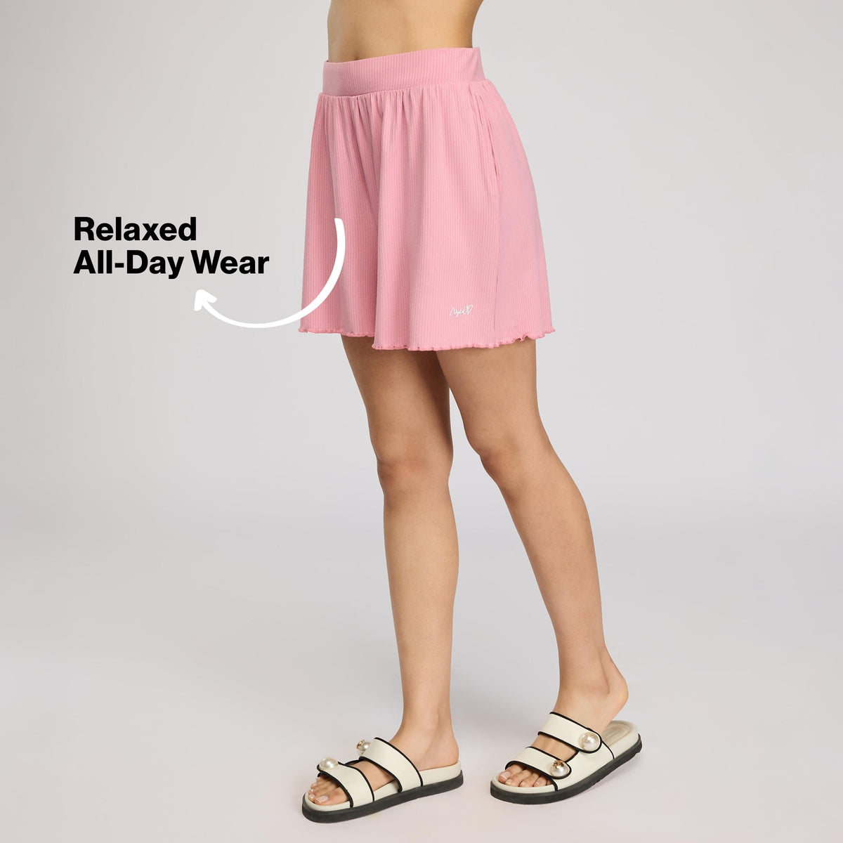 Rib Lounge Shorts in Super Soft & Comfy Viscose Stretch-NYS910-Pink
