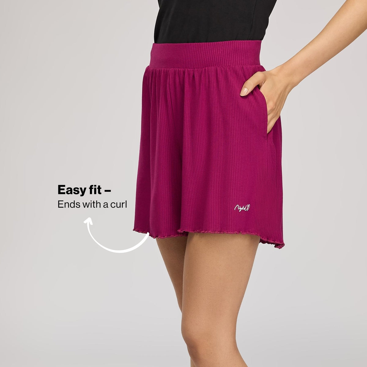 Rib Lounge Shorts in Super Soft & Comfy Viscose Stretch-NYS910-Wine