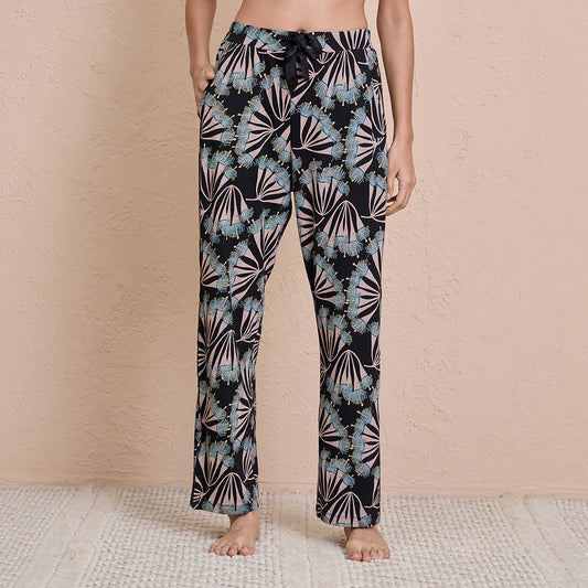 Cotton Modal Pajamas in Comfy Relaxed Fit - NYS911-Pollen Black Print