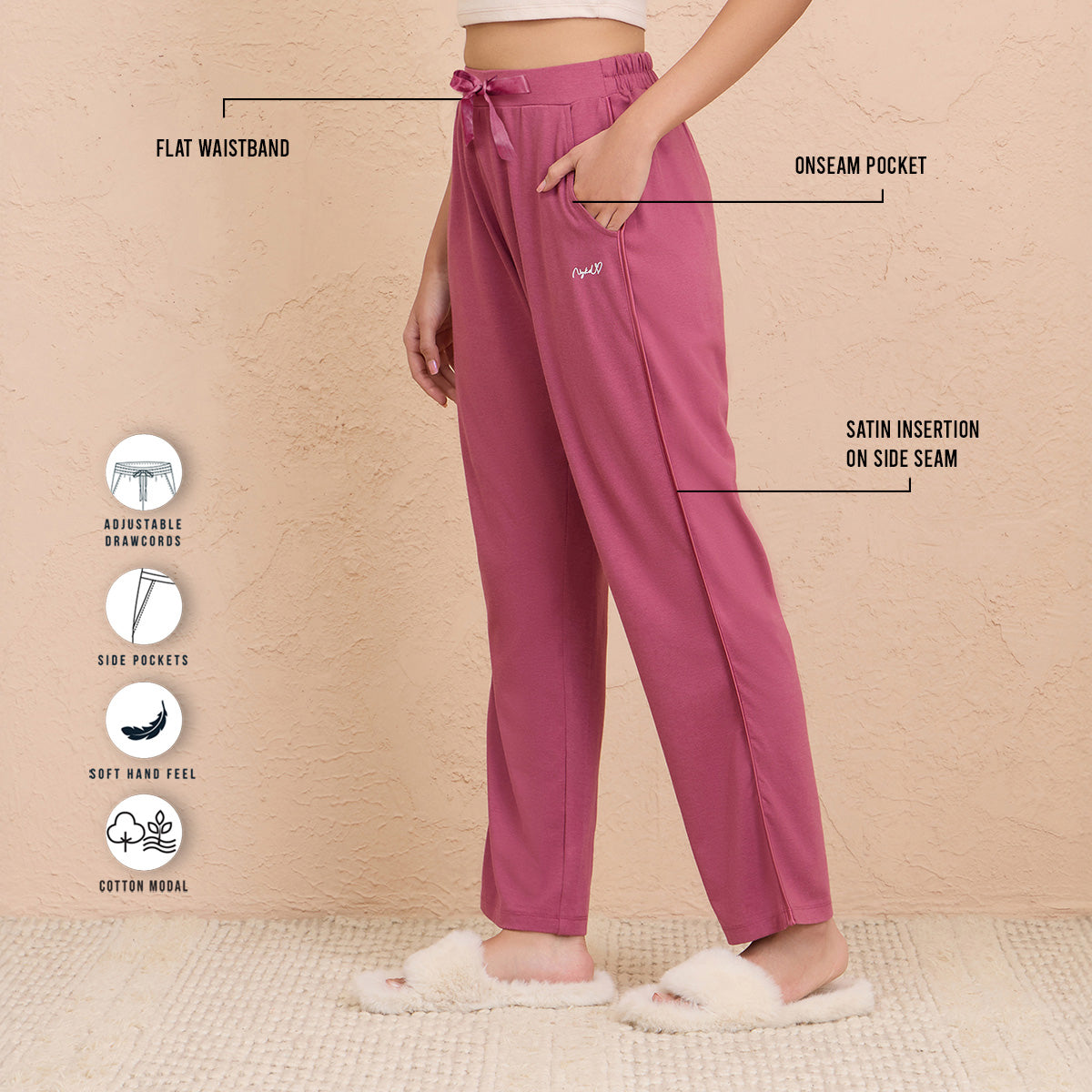 Nykd By Nykaa Sleep Essential Super Comfy Cotton-Modal Pajama-NYS911-Grape