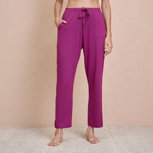 Cotton Modal Pajamas in Comfy Relaxed Fit - NYS911-Wine