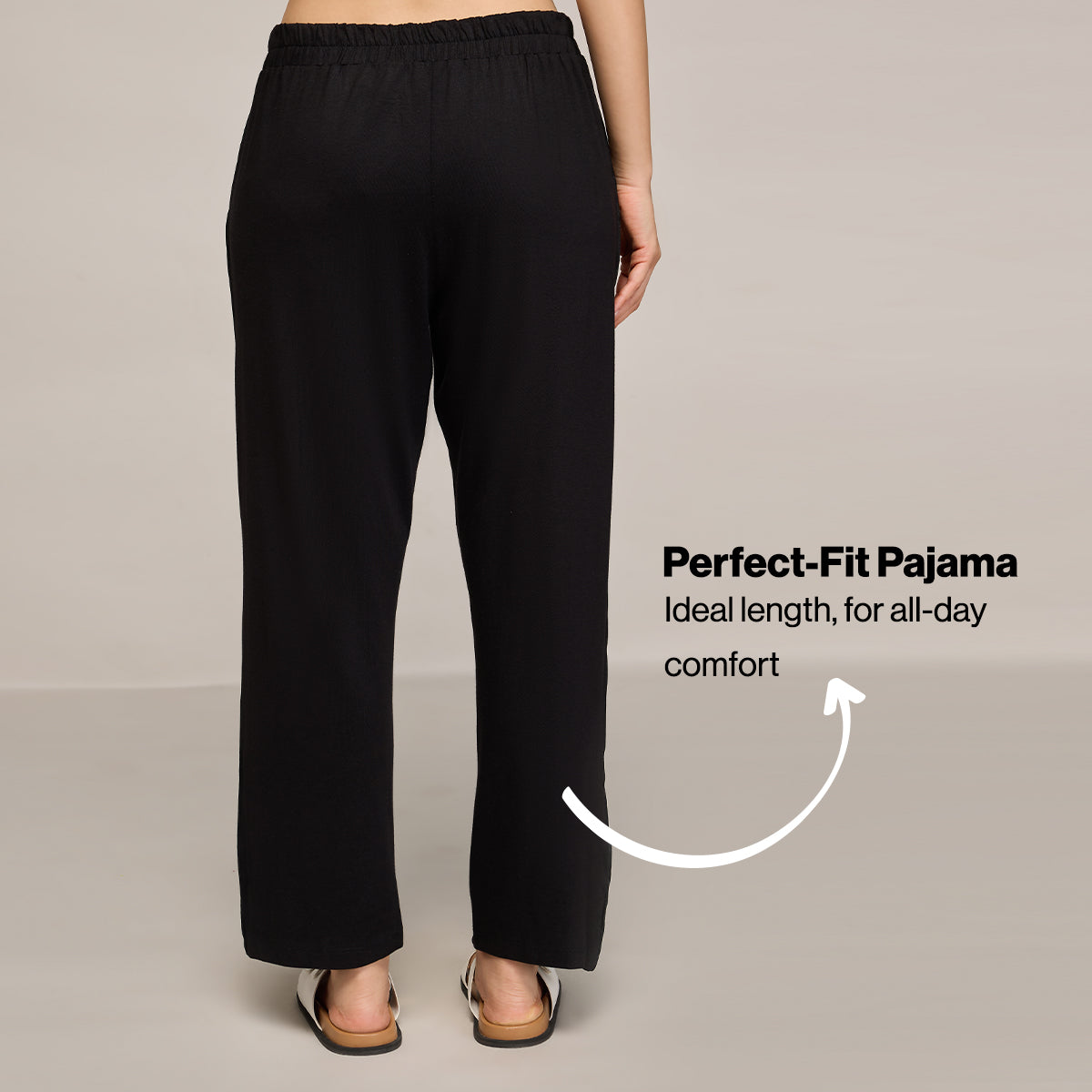 NYKD BY NYKAA BUTTERY SOFT MODAL COTTON PYJAMA WITH CLEAN ELASTICATED WAIST & POCKETS NYS911 Jet Black