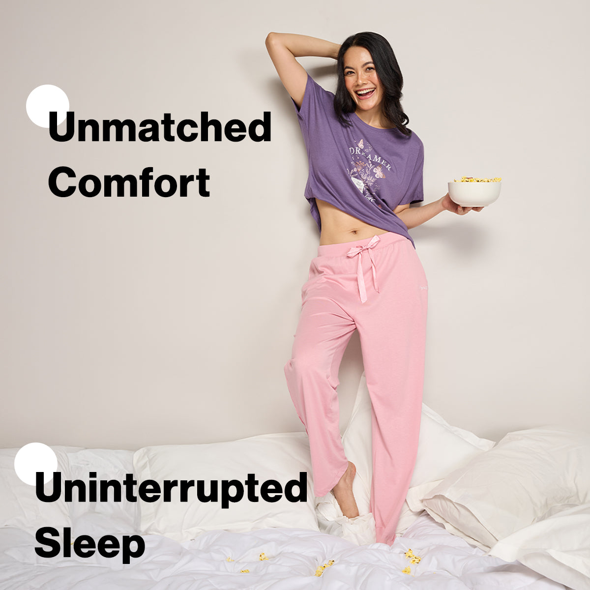 NYKD BY NYKAA BUTTERY SOFT MODAL COTTON PYJAMA WITH CLEAN ELASTICATED WAIST & POCKETS NYS911 PINK