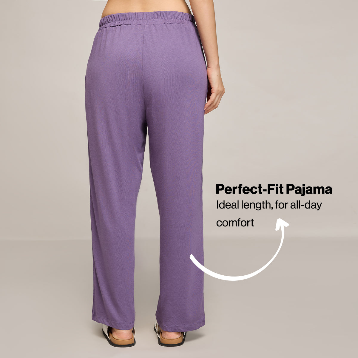 NYKD BY NYKAA BUTTERY SOFT MODAL COTTON PYJAMA WITH CLEAN ELASTICATED WAIST & POCKETS NYS911 PURPLE