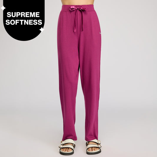 NYKD BY NYKAA BUTTERY SOFT MODAL COTTON PYJAMA WITH CLEAN ELASTICATED WAIST & POCKETS NYS911 Wine