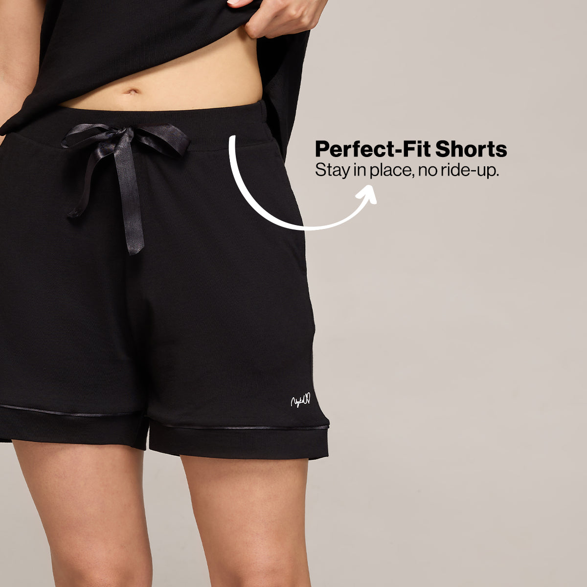 NYKD BY NYKAA BUTTERY SOFT MODAL COTTON SHORTS WITH CLEAN ELASTICATED WAIST & POCKETS NYS912 Black