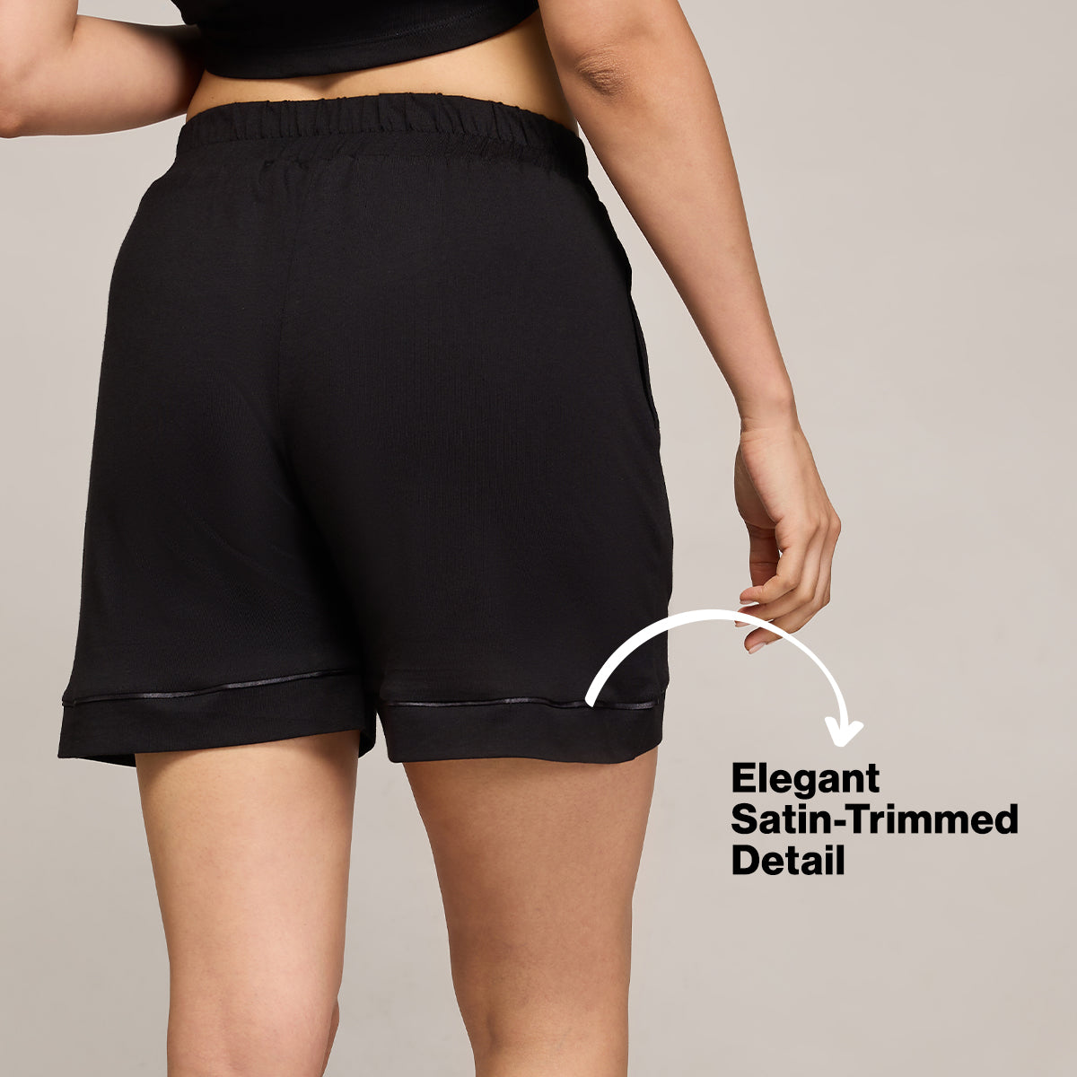 NYKD BY NYKAA BUTTERY SOFT MODAL COTTON SHORTS WITH CLEAN ELASTICATED WAIST & POCKETS NYS912 Black