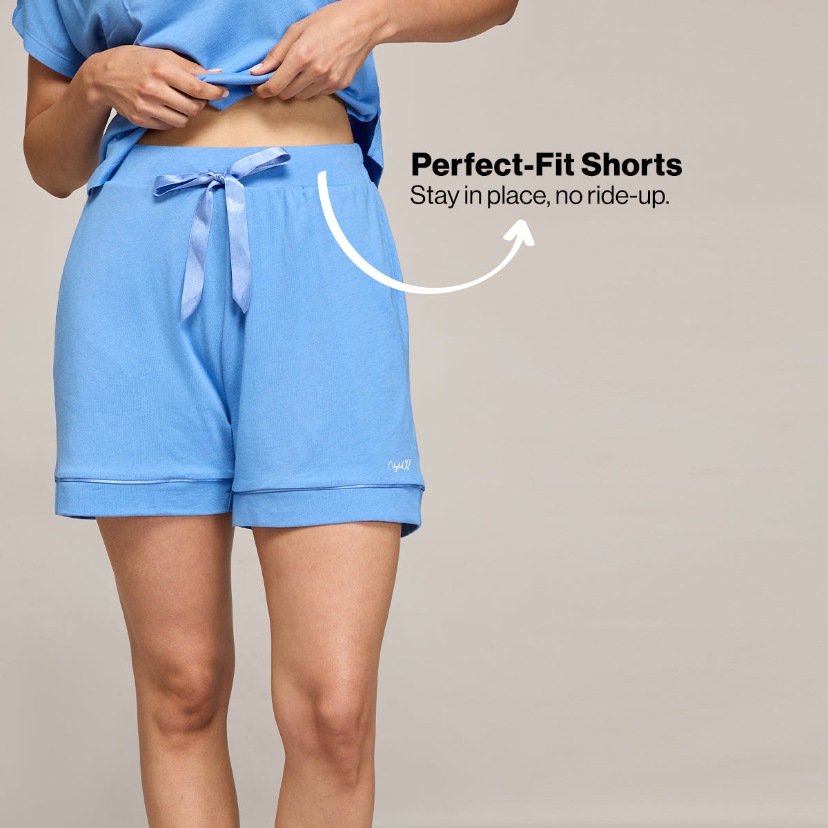 NYKD BY NYKAA BUTTERY SOFT MODAL COTTON SHORTS WITH CLEAN ELASTICATED WAIST & POCKETS NYS912 Light Blue
