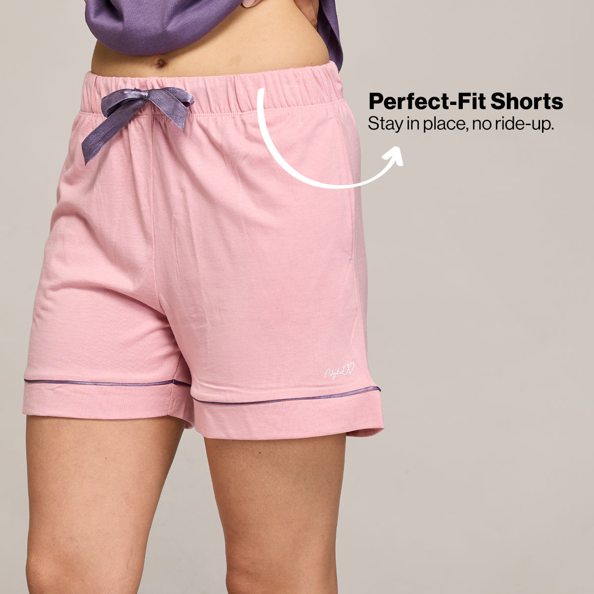NYKD BY NYKAA BUTTERY SOFT MODAL COTTON SHORTS WITH CLEAN ELASTICATED WAIST & POCKETS NYS912 PINK