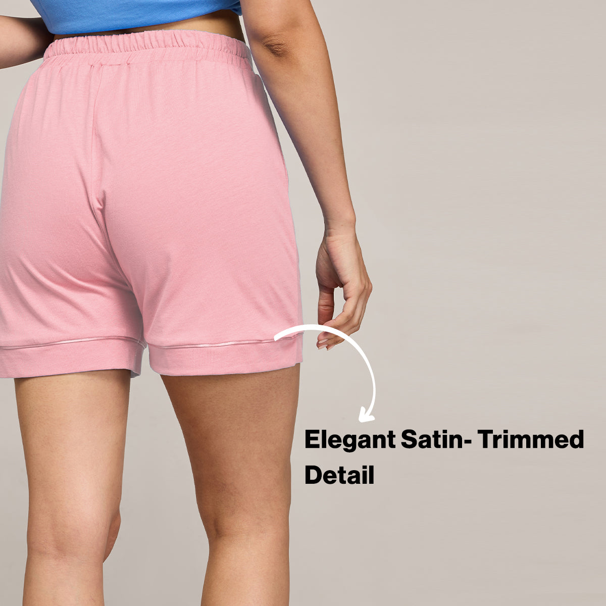 NYKD BY NYKAA BUTTERY SOFT MODAL COTTON SHORTS WITH CLEAN ELASTICATED WAIST & POCKETS NYS912 PINK