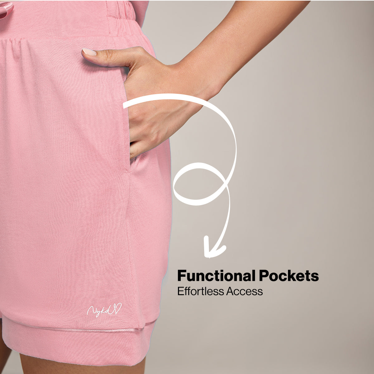 NYKD BY NYKAA BUTTERY SOFT MODAL COTTON SHORTS WITH CLEAN ELASTICATED WAIST & POCKETS NYS912 PINK