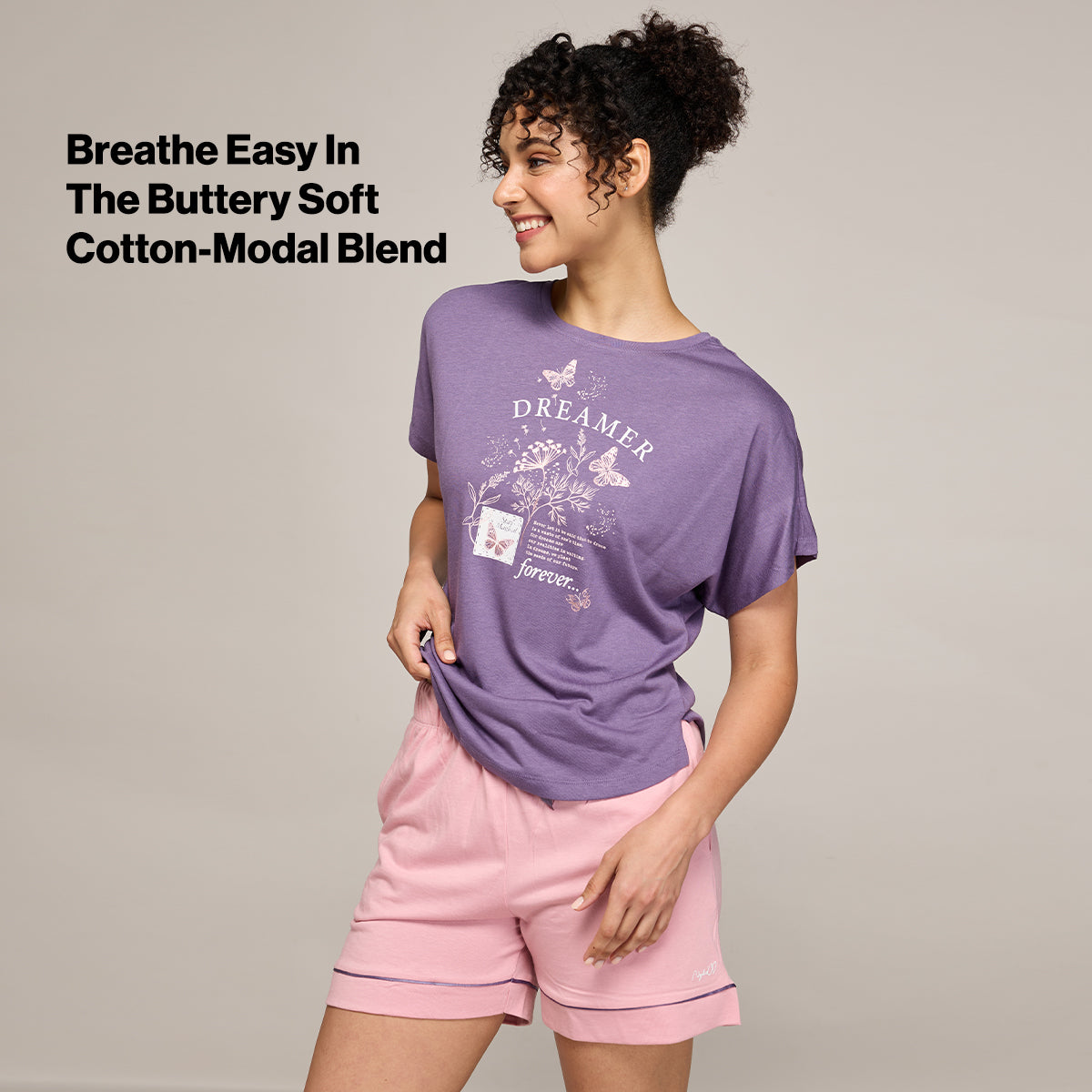 NYKD BY NYKAA BUTTERY SOFT MODAL COTTON SHORTS WITH CLEAN ELASTICATED WAIST & POCKETS NYS912 PINK