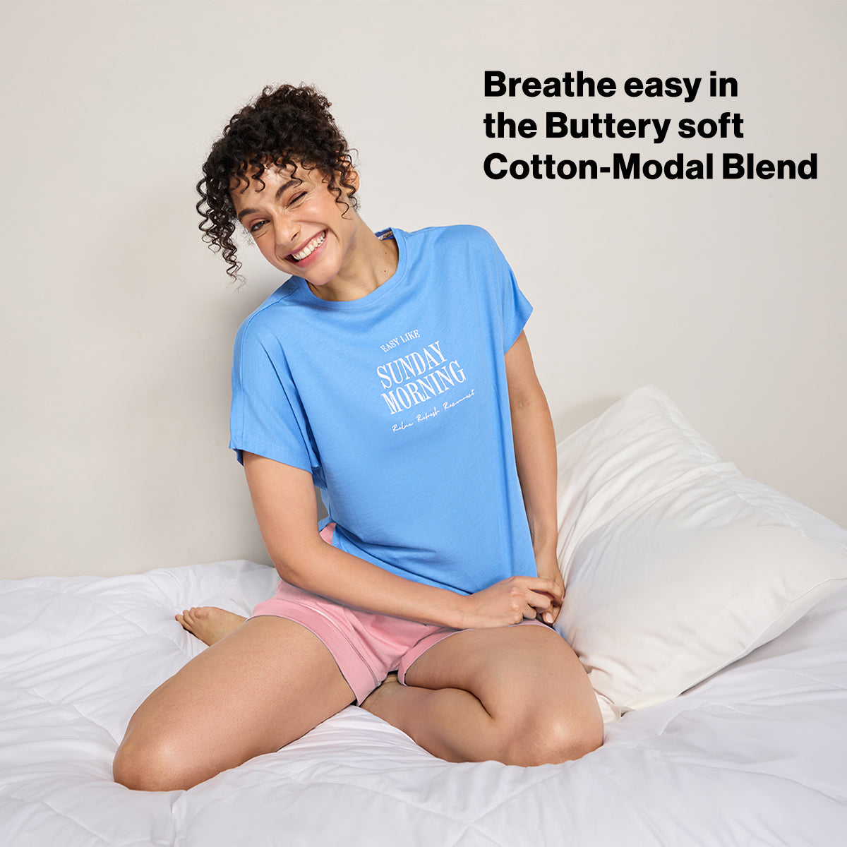 NYKD BY NYKAA BUTTERY SOFT MODAL COTTON SHORTS WITH CLEAN ELASTICATED WAIST & POCKETS NYS912 PINK